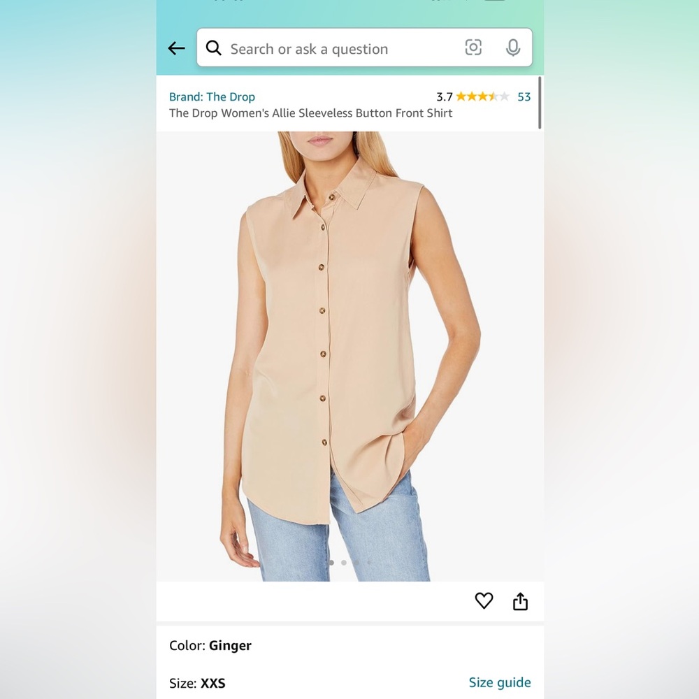 NWT Amazon the Drop sleeveless button down
